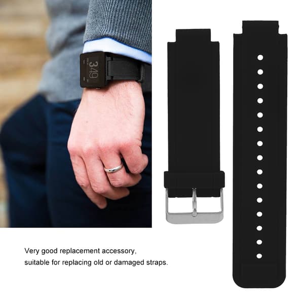 Säädettävä silikageeli kellon ranneke rannekellon hihnan korvaava Garmin Vivoactive -kelloon (musta)