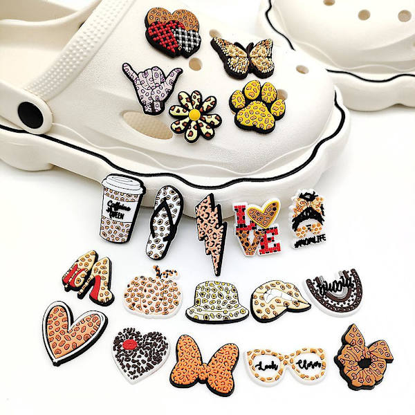 20 stk leopardprint sko charms dekorative knapper Spænder Tilbehør til Loafers