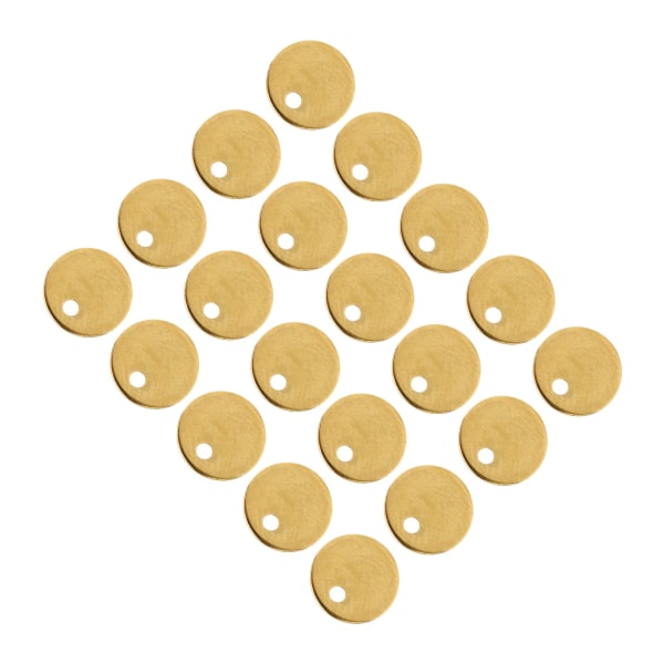 20 stk DIY Rund Pendel Rustfrit Stål Hundemærke med Hul Smykkefremstilling Tilbehør Guld 8 mm