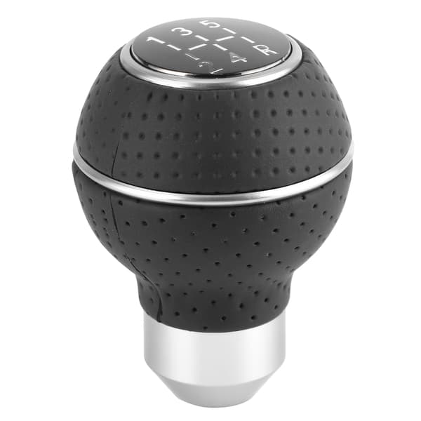 5-gears gearknop i aluminiumslegering og læder, manuelt tilbehør til biler, sort