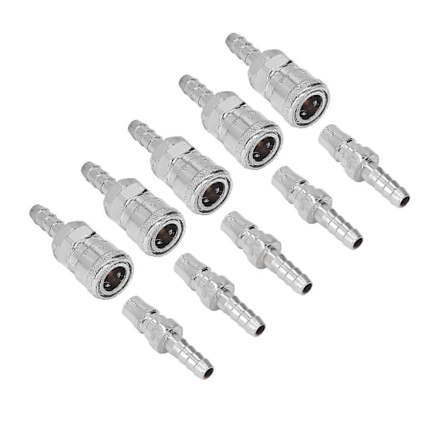 5 Sarjaa Ilmakytkin Nikkelipinnoitettu Ruostumaton Teräs Pneumaattiset Pikaliittimet ja Tulppasarja (5x8 Pitkä Häntä (SH+PH-20))