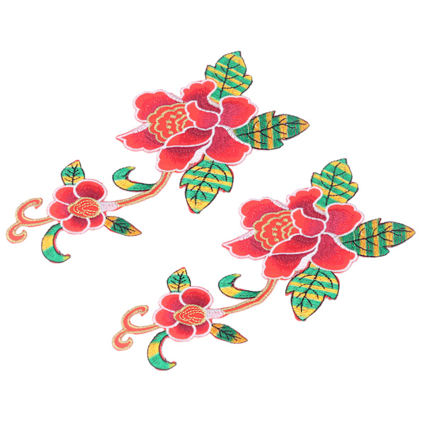 2 stk. patches syning håndsømning dekorative DIY fremstilling bomuld broderet blomstermønster patch til scrapbooking rød
