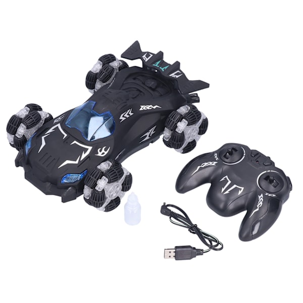 Fjernbetjent bil 360° Easy Drift 1:12 Seje forlygter Slidstærk stødsikker RC bil til børnSort