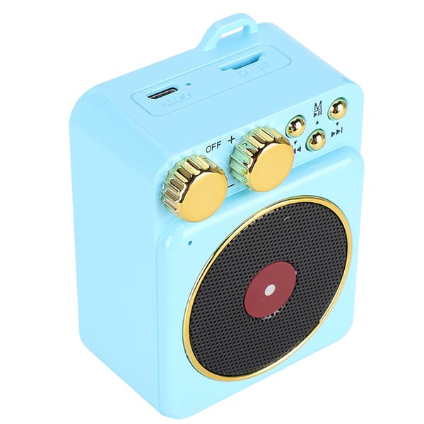 DC 3.7V Retro Bluetooth 5.0-högtalare med smart ljudröstutsändning för MP3 / TF-kortBlå