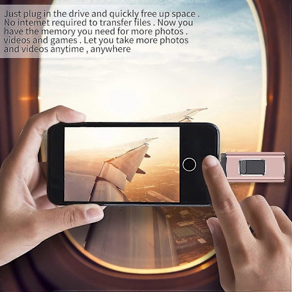 USB 3.0 Flash Drive - Externt Minne - För iPhone, iPad - 64GB - Kompatibel med Alla PC/Pad/Android Telefonmodeller - Rosa