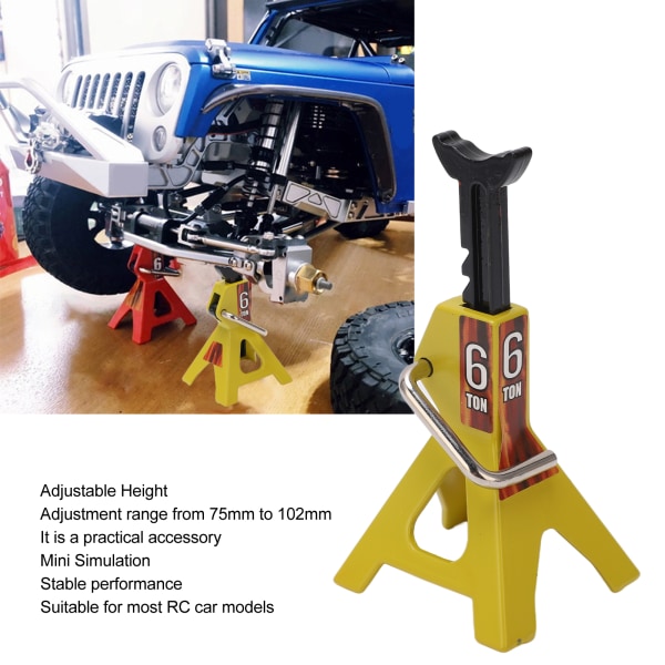 RC Jack Stativ Justerbar Höjd Simulering Dekorativt tillbehör Mini Lifting Jack för SCX10 D90 1/10 RC Bil Gul