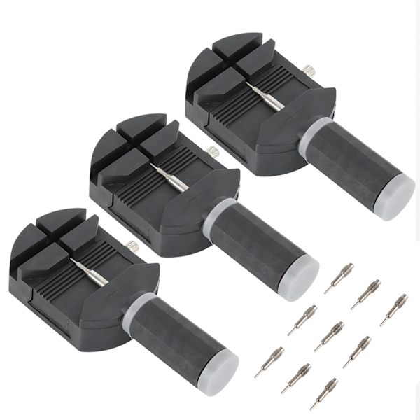 3 stk Klokkereim Link Pin Remover Klokkebånd Base Set Reparasjonsutstyr