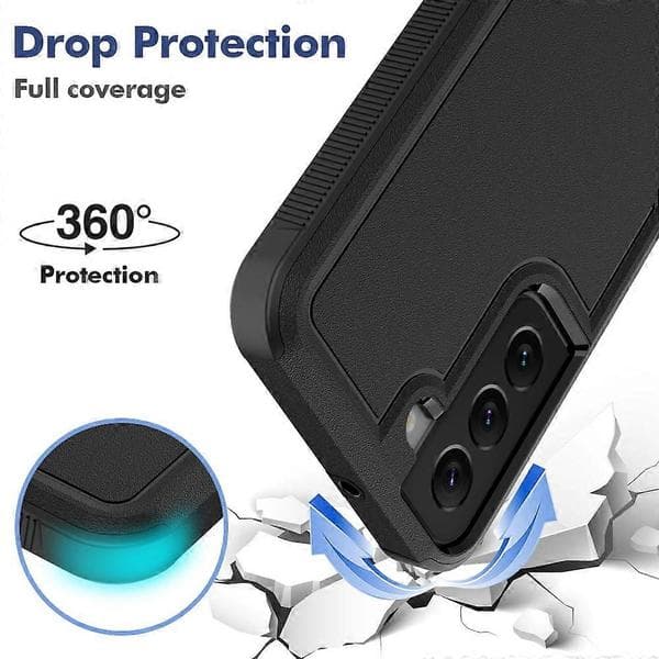 Defender Case Compatible with Samsung Galaxy S22 5G - Heavy Duty, Dustproof, Shockproof, Non-Slip Rugged Case Black