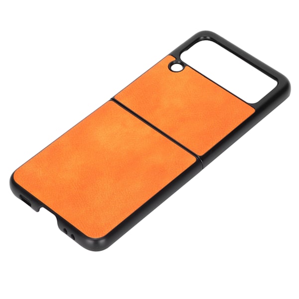 Lichee mønster skinntelefondeksel Full Protection Shockproof for Samsung Galaxy Z Flip 3Orange