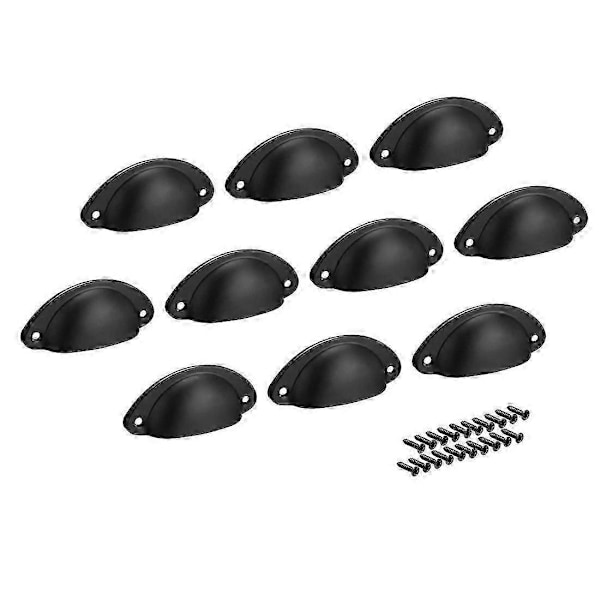 Skålhandtag, kolstålhandtag svarta för köksbyrå skåplucka, 66mm hålavstånd, 10-pack_SZXM