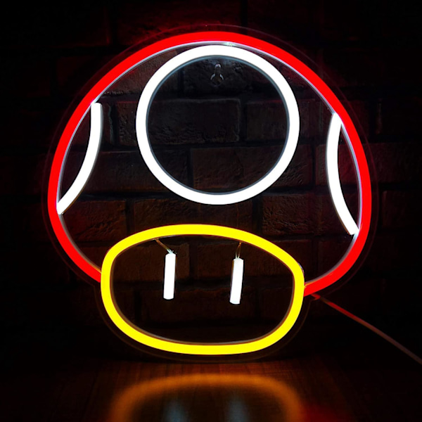 Pelihuoneen sisustus peli LED neonvalo logo super sieni NPC seinä Huoneen sisustus, viemäriaukko, juhlat, Peliklubin neonseinälogo (punainen)