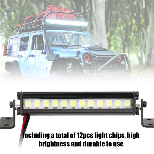 RC biltilbehør Mini 12 LED Light Bar Taklampe Passer for TRX-4 Scx10 1/10 4WD Crawler Black