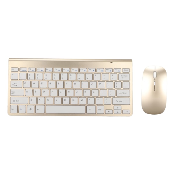 Tangentbord Mus Set 2.4G trådlöst 78 nycklar USB Tunna Etsade Keycaps Ergonomi Mute Button Datortangentbord Mus Guld