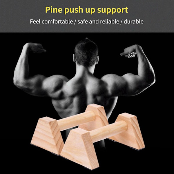 Fed håndtag bærbare push-up stænger i træ til kropsbygning - 40 cm firkantede design-paralletter