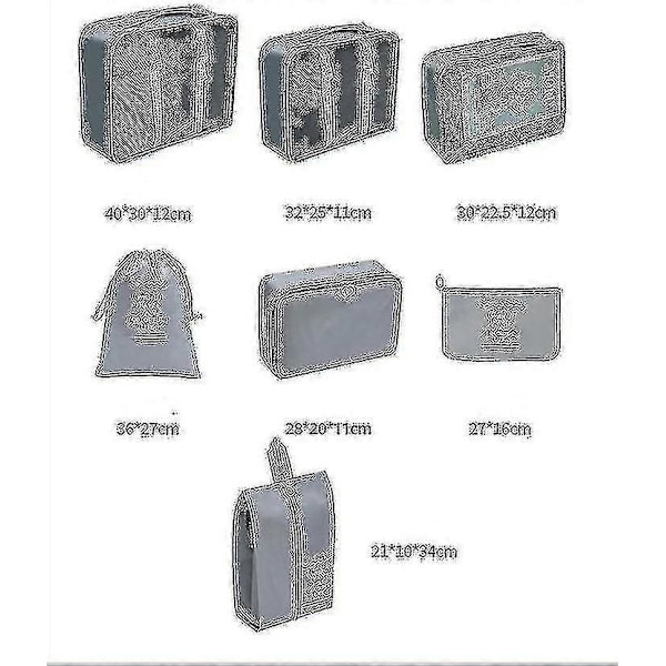 Stor Organizer Set Bagage Resväska Förvaringsväskor Packning Resekub rosa
