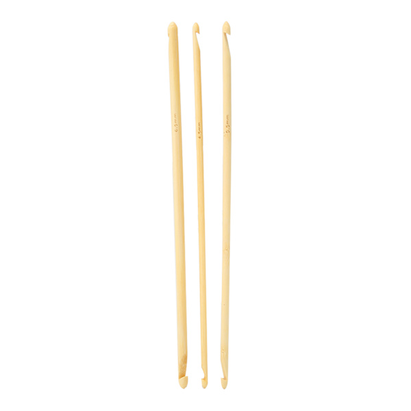 3-pack virknålssats, olika storlekar, dubbeländad, halkfri, bambu, tunisisk virknål för stickning och sömnad