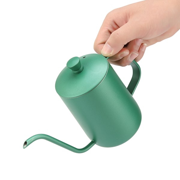 600 ml rostfritt stål kaffekanna gåshals pip tekanna med termometer (grön)