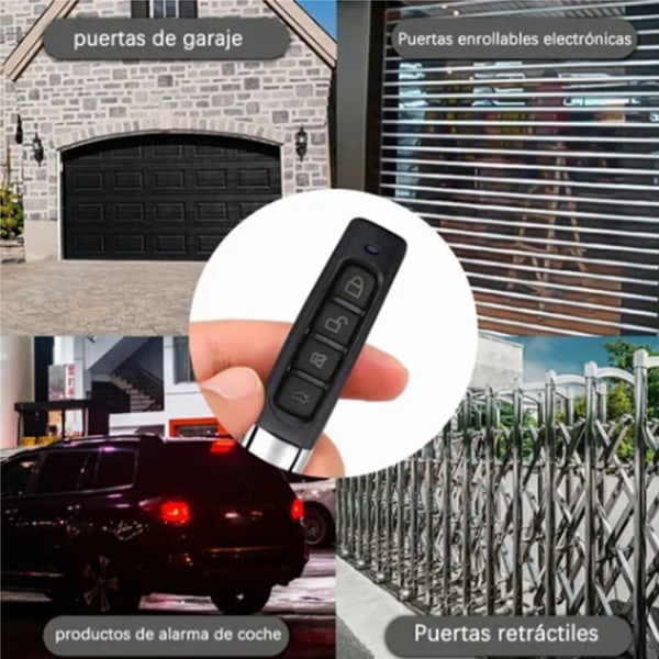 Trådløs fjernkontroll nøkkelring 4 knapper 433MHz kopier fjernkontroll for elektrisk port garasjeport svart