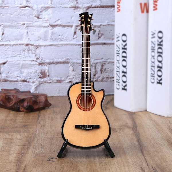 Miniatyr akustisk klassisk gitarmodell Mini tre gitar skrivebordsdekorasjon gaver 16cm