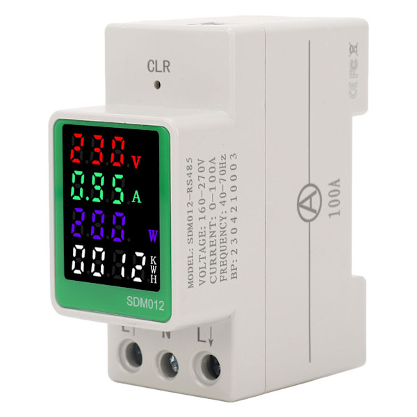 LED Digital Färgdisplay Elektricitetsmätare Enfas AC Ström Spänning Frekvens Effektfaktor Mätare AC230V 0-100A RS485 Typ
