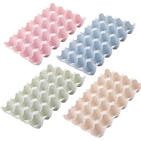 4 Stykker Plast Eggboks, Eggbrett Oppbevaringsboks, Egg Oppbevaringsboks, for Kortdesign Sklisikker Eggdispenser, 15 Ruter, 4 Farger