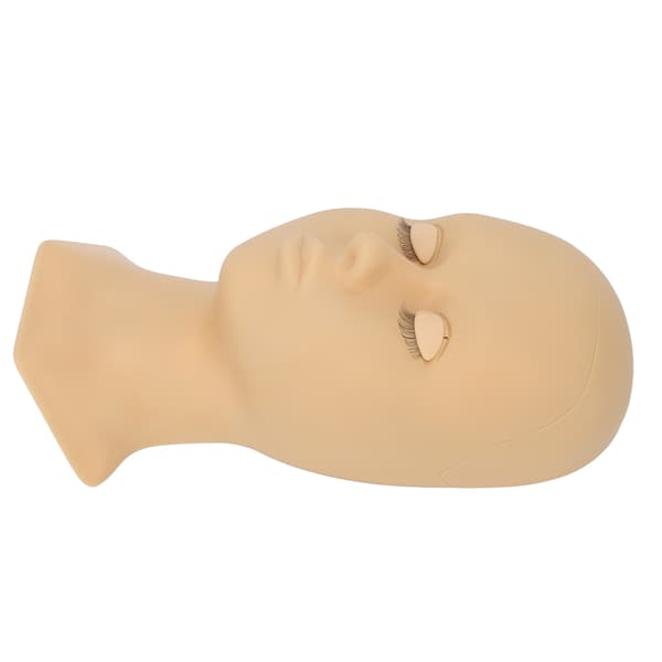 Øyenvippe Mannequin Hode Avtakbar Øyenvippeforlengelse Sminkepraksis Elastisk Myk Silikon Hodeform Med Øyenvipper Dobbel Øyelokk Hudfarge
