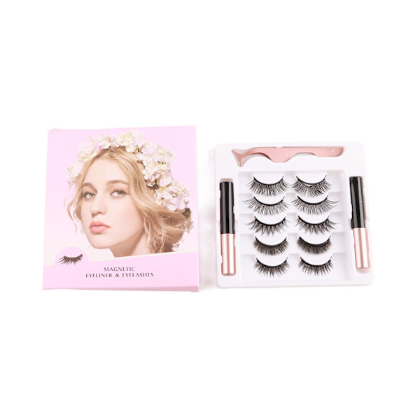 5 par magnetiska eyeliner fransar kit återanvändbara 3D vattentäta lätta latexfria magnetism fransar med applikator