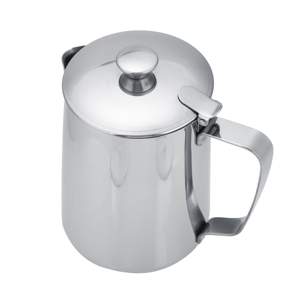 Rustfrit stål kaffekop krus mælkeskummende kande kande med låg til latte kaffekunst (1000 ml)