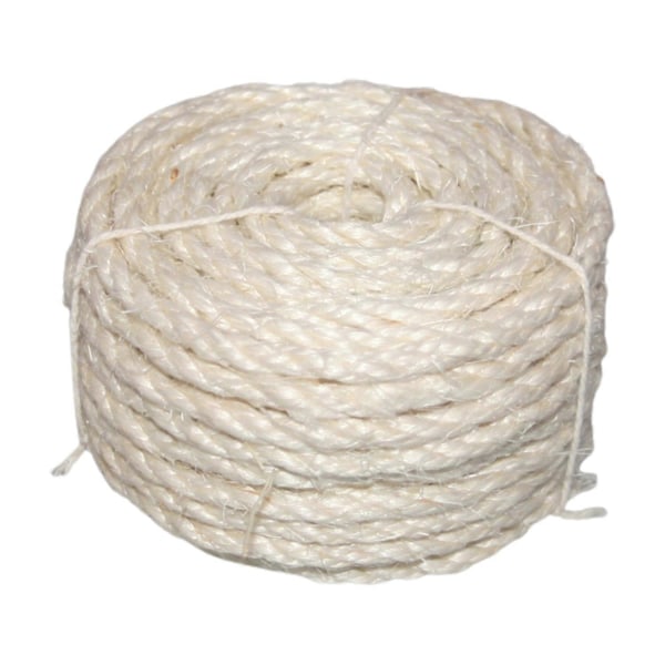 Luonnollinen Sisal-köysi, kestävä kissan raapimispuun korvausnyöri kissan raapimispuuhun DIY-askarteluun Zekai valkoinen L