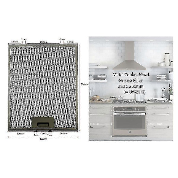 Servis Universal Metal Emhætte Fedtfilter - 320 X 260 Mm (Pakke med 3)