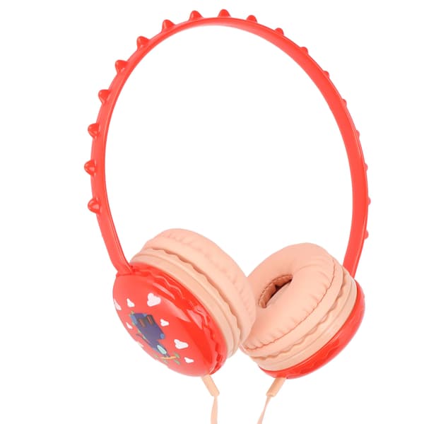 Børne kablet hovedtelefon 3,5 mm jack stereo justerbart pandebånd sød børne dinosaur headset til pc-tabletter rød