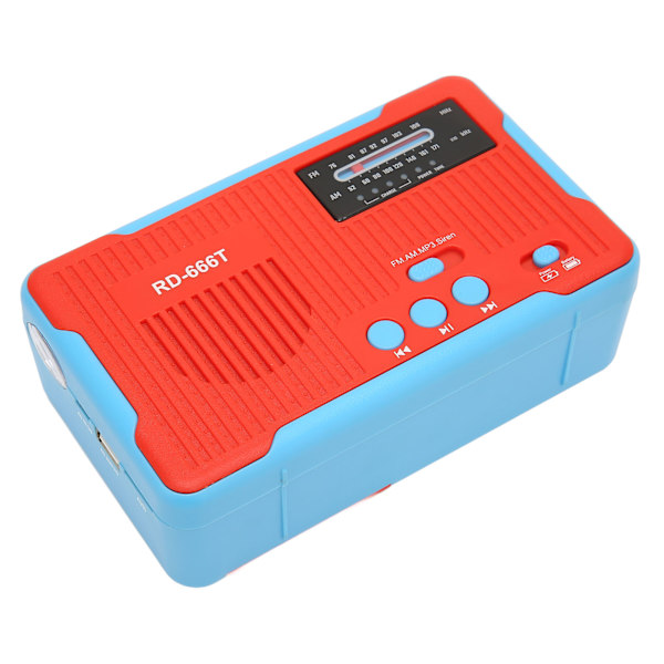 Nödradio solcellsdriven handvev AM FM multifunktions bärbar radio med LED-ficklampa för hem utomhus