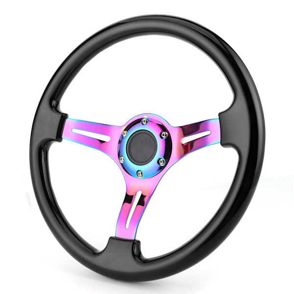 Kilpa-auton ohjauspyörän vaihto 350mm Dia Universal Deep Dish 6-reikäinen musta W/Horn Wire