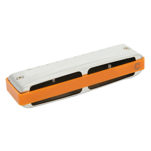 Blues munspel 10-håls munorgel C-tonart rostfritt stål lock litet sött bärbart presenter (orange)
