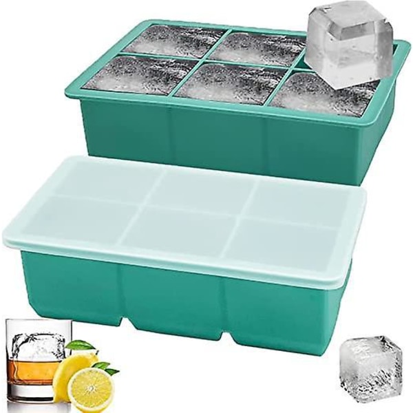 Silikon Isbitbrett, 1 stk Stor Isbitform med Lokk, Luktfri, Stabelbar og Oppvaskmaskinsikker, Cocktail og Babysnacks Inkludert