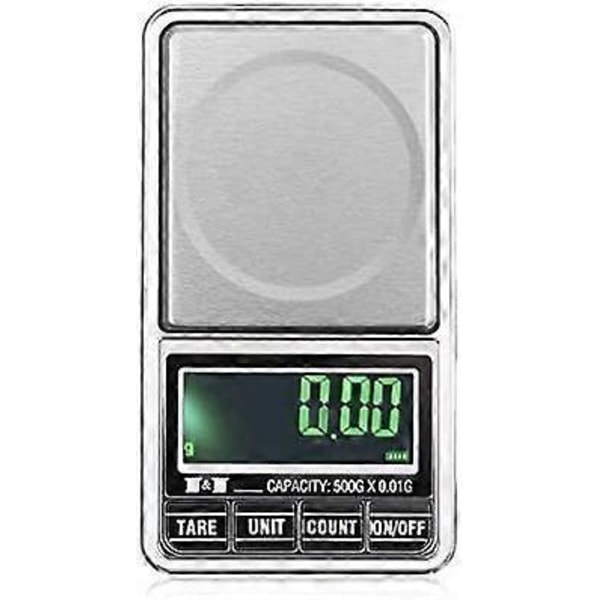 Digital Fickvåg Portabel, Lättviktig Professionell Multifunktionell Minivåg med Bakgrundsbelyst LCD-Display med Förvaringspåse (Grå) - Grå, 100-0.0