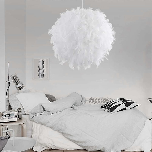 Dww-Fjærlampe, Moderne Kuleformet Lysekrone 30CM, E27 Taklampe Dekorativ, for Stue Soverom Barnerom Gutter