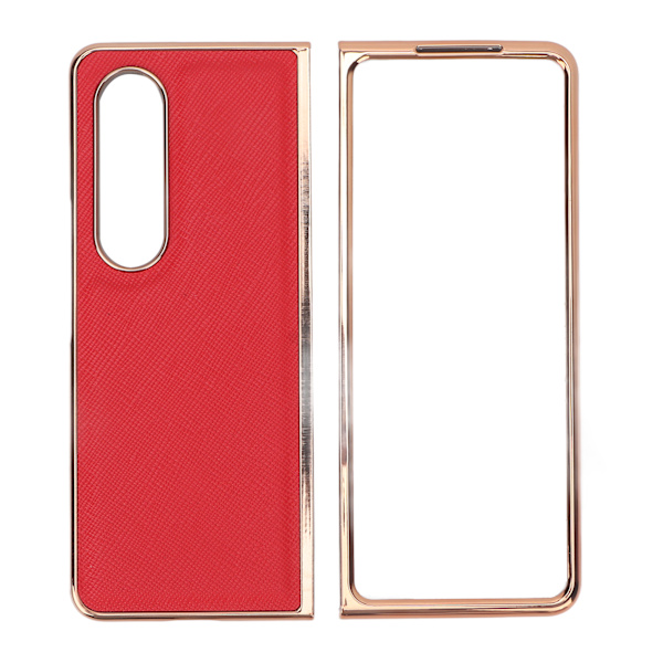 Phone case Nano Galvanoitu lehmännahkainen Cross Grain puhelimen cover Samsung Galaxy Z Fold 4 Red