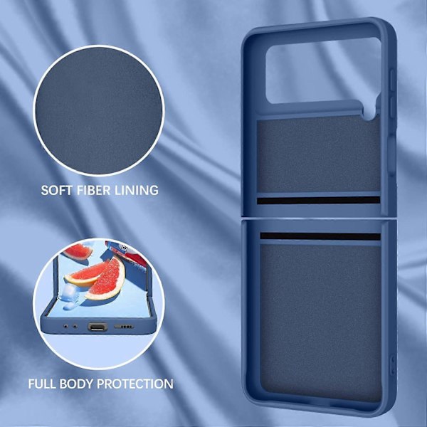 Skal för Samsung Galaxy Z Flip4 5G Flytande Gummi med 360 Ringstativ Samsung Galaxy Z Flip 4 Skal Silikon Stötsäkert Skydd Samsung Z Flip4 - Safir