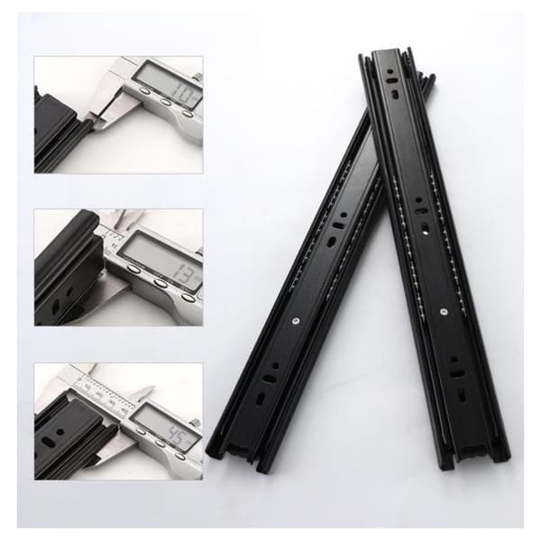 Skuffeskinner, 45 kg lastekapasitet, kulelager, 150 mm fullt uttrekk, sidemontering, 1 par