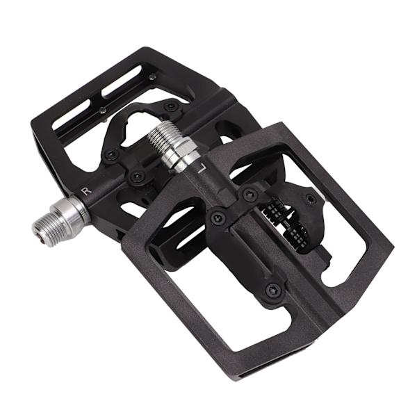 1 par cykelpedal i sort aluminiumlegering til mountainbike, låsepedal til konvertering af fladpedal, leje til cykling