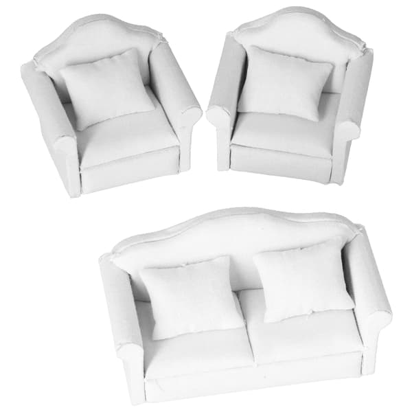 1:12 Dukkehuss Mini Sofa Ren Hvid 3 Dele Sofa Sæt Mini Stue Møbler Modeller Hvid
