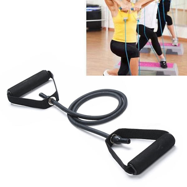 30LB TPE Rak Dragkedja Styrketräningsdragare Tillbaka Dragning Fitness Elastiskt Rep Svart