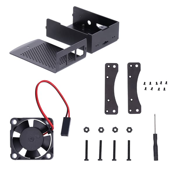 Varmeafledende kabinet i aluminiumslegering til Raspberry Pi 2 3 B+ (med blæser)