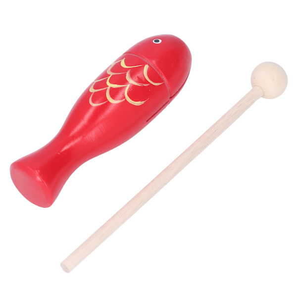 Trummor Instrument Fiskformad Bärbar Trä Musikinstrument för Barn Småbarn Röd