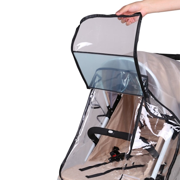Babyskydd Regnskydd Transparent Justerbar Stöttålig Vindtät Överdrag för Barnvagn Svart