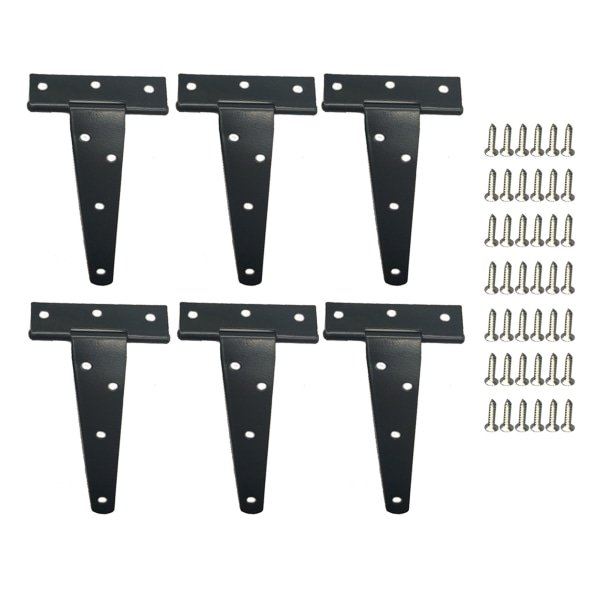 6pcs 5 Inch T Strap Shed Hinges Galvanizing Iron Barn Door Gates Hinges Slotted Bearing Door Triangular Hinge