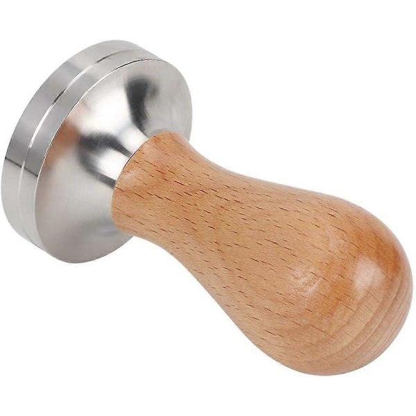 59 mm eller 57,5 mm Espresso Tamper Kaffepress Rostfritt Stål med Trähandtag, Hög Prestanda