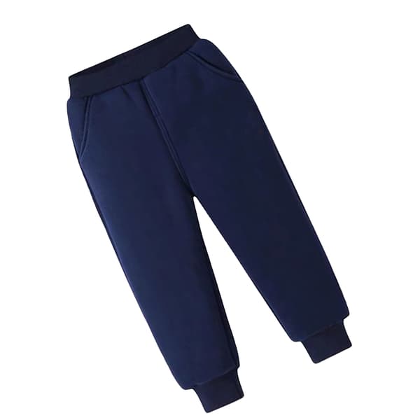 Fleece-joggebukse for barn, elastisk midje, supermyk bomull, uformell varm fleecebukse for utendørs vinter, blå L