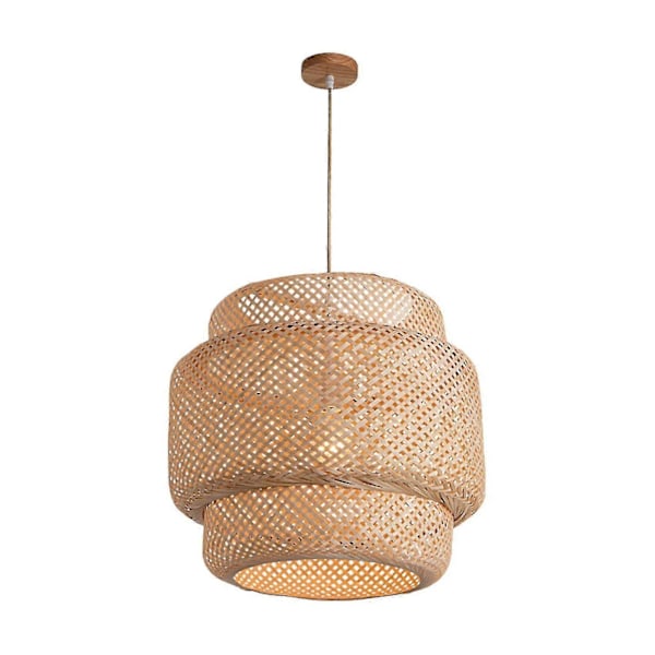 Pendellampe Tak Retro Cafe Lamper Loft Japansk Stil Håndvevd Bambus Vevd Lampeskjerm Zekai